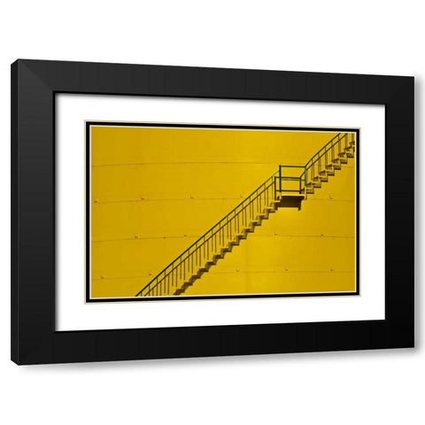 Canada, Ontario, Little Current Yellow stairway Black Modern Wood Framed Art Print with Double Matting by Grandmaison, Mike