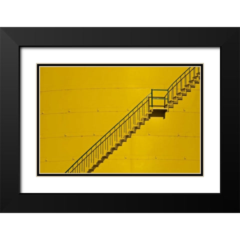 Canada, Ontario, Little Current Yellow stairway Black Modern Wood Framed Art Print with Double Matting by Grandmaison, Mike