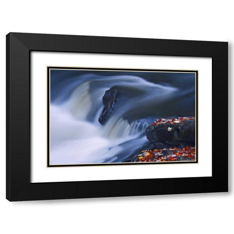 Canada, Emsdale Maple leaves by Magnetewan River Black Modern Wood Framed Art Print with Double Matting by Grandmaison, Mike