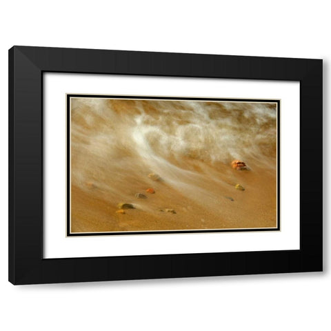 Canada, Ontario Waves crashing against pebbles Black Modern Wood Framed Art Print with Double Matting by Grandmaison, Mike