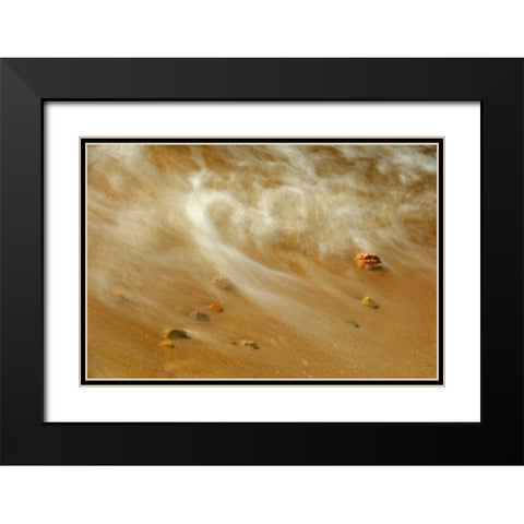 Canada, Ontario Waves crashing against pebbles Black Modern Wood Framed Art Print with Double Matting by Grandmaison, Mike