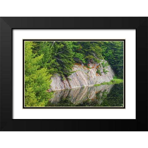 Canada, Killarney Granite reflected in water Black Modern Wood Framed Art Print with Double Matting by Grandmaison, Mike