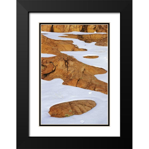 Canada, Killarney PP Animal tracks in snow Black Modern Wood Framed Art Print with Double Matting by Grandmaison, Mike