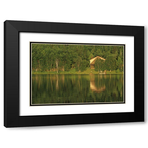 Canada, Sudbury Cottage on Tilton Lake at sunset Black Modern Wood Framed Art Print with Double Matting by Grandmaison, Mike