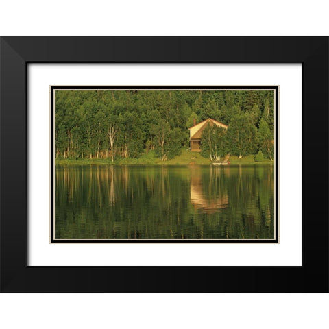 Canada, Sudbury Cottage on Tilton Lake at sunset Black Modern Wood Framed Art Print with Double Matting by Grandmaison, Mike