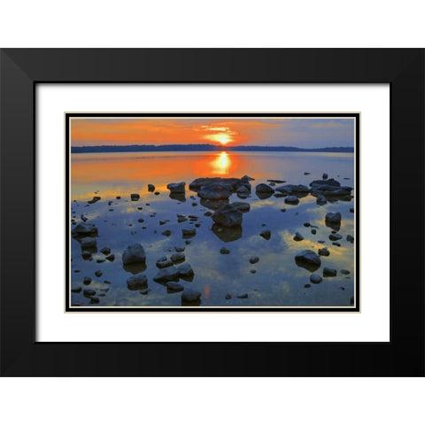 Canada, Bruce Peninsula Sunset on Berford Lake Black Modern Wood Framed Art Print with Double Matting by Grandmaison, Mike