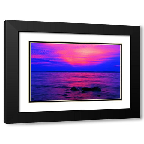 Canada, Ontario, Sunrise on Parry Sound Black Modern Wood Framed Art Print with Double Matting by Grandmaison, Mike