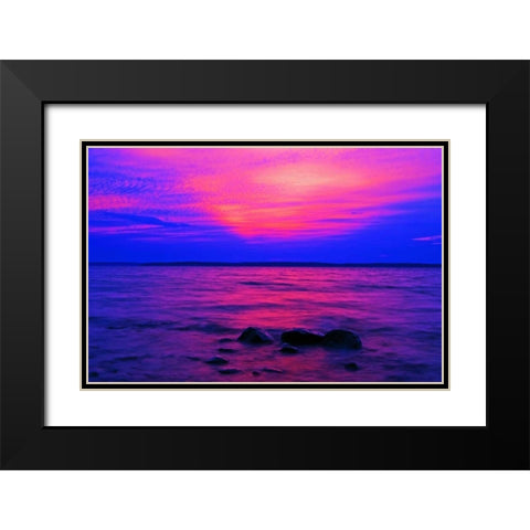 Canada, Ontario, Sunrise on Parry Sound Black Modern Wood Framed Art Print with Double Matting by Grandmaison, Mike