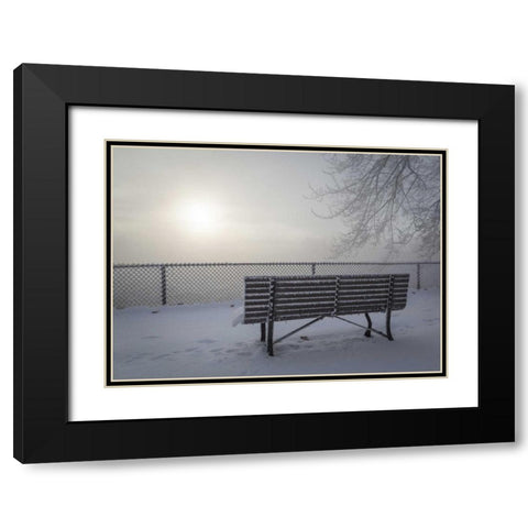 Canada, Ottawa Fog-shrouded winter scene Black Modern Wood Framed Art Print with Double Matting by Young, Bill