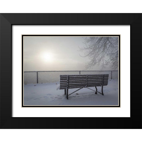 Canada, Ottawa Fog-shrouded winter scene Black Modern Wood Framed Art Print with Double Matting by Young, Bill