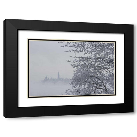 Canada, Ottawa, Ottawa River Parliament building Black Modern Wood Framed Art Print with Double Matting by Young, Bill