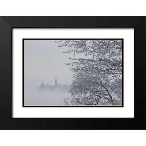 Canada, Ottawa, Ottawa River Parliament building Black Modern Wood Framed Art Print with Double Matting by Young, Bill