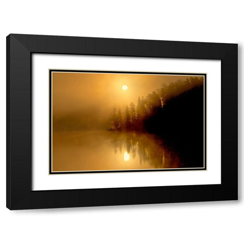 Canada-Ontario-Kenora Fog at sunrise on Isabel Lake Black Modern Wood Framed Art Print with Double Matting by Jaynes Gallery