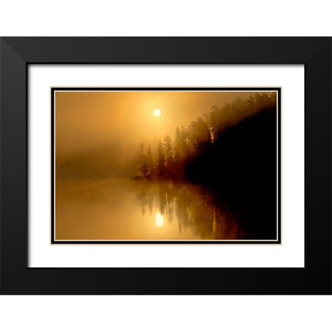 Canada-Ontario-Kenora Fog at sunrise on Isabel Lake Black Modern Wood Framed Art Print with Double Matting by Jaynes Gallery