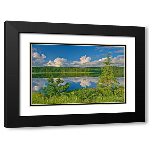 Canada-Ontario Clouds reflected in Trail Lake Black Modern Wood Framed Art Print with Double Matting by Jaynes Gallery