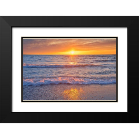 Canada-Ontario-Grand Bend Sandy beach on Lake Huron at sunset Black Modern Wood Framed Art Print with Double Matting by Jaynes Gallery