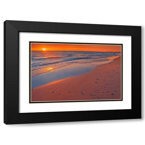 Canada-Ontario-Grand Bend Sandy beach on Lake Huron at sunset Black Modern Wood Framed Art Print with Double Matting by Jaynes Gallery