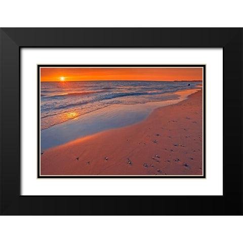Canada-Ontario-Grand Bend Sandy beach on Lake Huron at sunset Black Modern Wood Framed Art Print with Double Matting by Jaynes Gallery