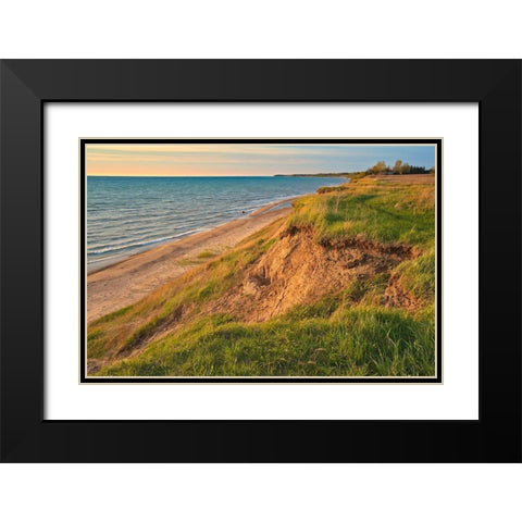 Canada-Ontario-Grand Bend Sandy beach on Lake Huron at sunset Black Modern Wood Framed Art Print with Double Matting by Jaynes Gallery