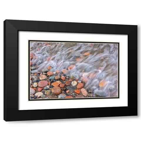 Canada-Ontario-Marathon Rocks and driftwood on Pebble Lake Superiors Beach Black Modern Wood Framed Art Print with Double Matting by Jaynes Gallery