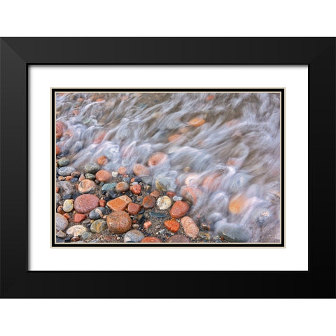 Canada-Ontario-Marathon Rocks and driftwood on Pebble Lake Superiors Beach Black Modern Wood Framed Art Print with Double Matting by Jaynes Gallery