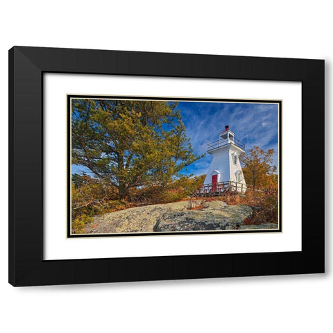 Canada-Ontario-Morson Lighthouse on Lake of the Woods Black Modern Wood Framed Art Print with Double Matting by Jaynes Gallery