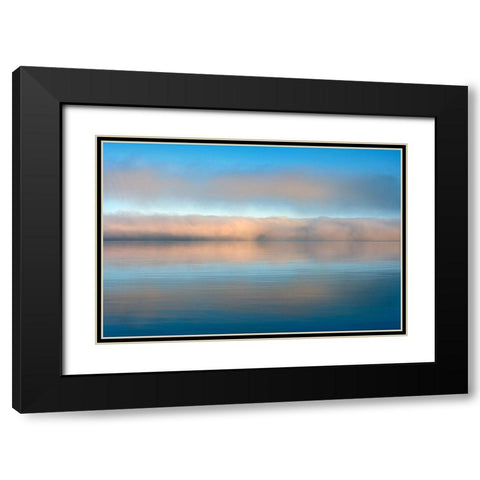 Canada-Ontario-Rossport Fog on Lake Superior at sunrise Black Modern Wood Framed Art Print with Double Matting by Jaynes Gallery