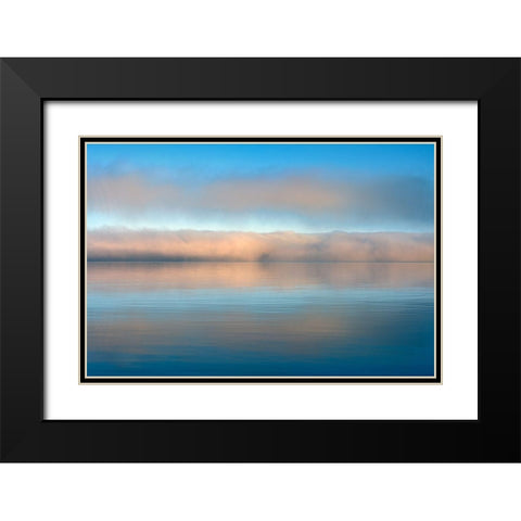 Canada-Ontario-Rossport Fog on Lake Superior at sunrise Black Modern Wood Framed Art Print with Double Matting by Jaynes Gallery