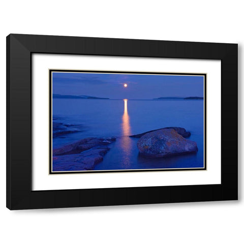 Canada-Ontario-Rossport Moon over Lake Superior Black Modern Wood Framed Art Print with Double Matting by Jaynes Gallery