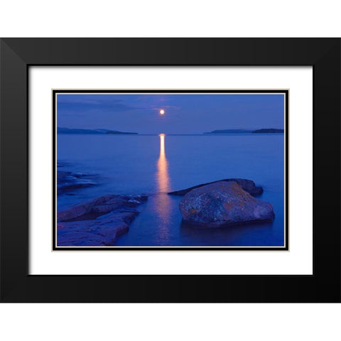 Canada-Ontario-Rossport Moon over Lake Superior Black Modern Wood Framed Art Print with Double Matting by Jaynes Gallery