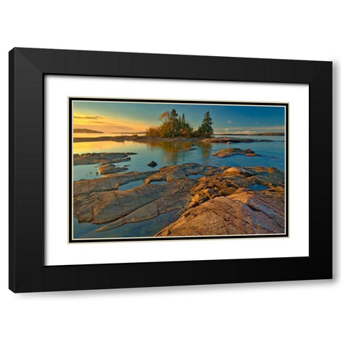 Canada-Ontario-Caron Island and Lake Superior St sunrise-Rossport Black Modern Wood Framed Art Print with Double Matting by Jaynes Gallery