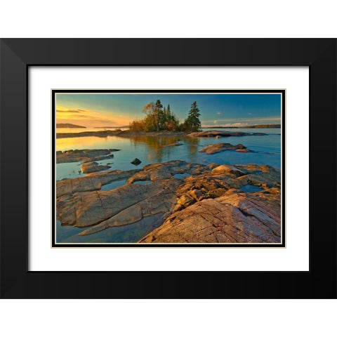 Canada-Ontario-Caron Island and Lake Superior St sunrise-Rossport Black Modern Wood Framed Art Print with Double Matting by Jaynes Gallery