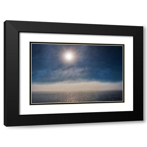 Canada-Ontario-Longlac Sunburst and fog on Long Lake Black Modern Wood Framed Art Print with Double Matting by Jaynes Gallery