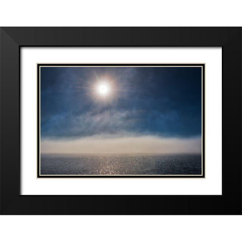 Canada-Ontario-Longlac Sunburst and fog on Long Lake Black Modern Wood Framed Art Print with Double Matting by Jaynes Gallery