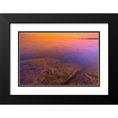 Canada-Ontario-Selkirk Morning light on rocky shoreline of Lake Erie Black Modern Wood Framed Art Print with Double Matting by Jaynes Gallery