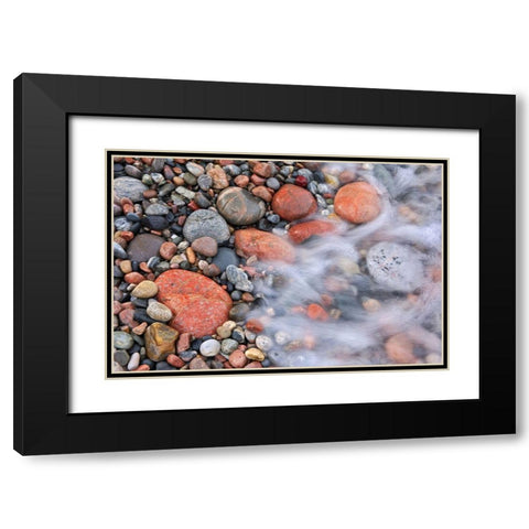 Canada-Ontario-Marathon Wave crashing on rocks at Pebble Beach Black Modern Wood Framed Art Print with Double Matting by Jaynes Gallery