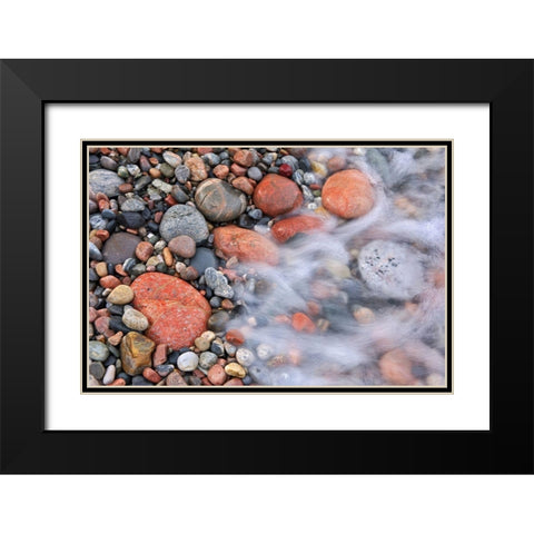 Canada-Ontario-Marathon Wave crashing on rocks at Pebble Beach Black Modern Wood Framed Art Print with Double Matting by Jaynes Gallery