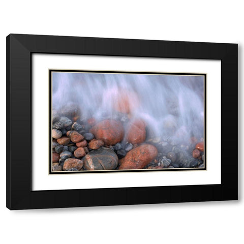 Canada-Ontario-Marathon Wave crashing on rocks at Pebble Beach Black Modern Wood Framed Art Print with Double Matting by Jaynes Gallery