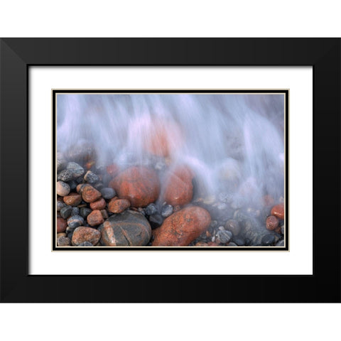 Canada-Ontario-Marathon Wave crashing on rocks at Pebble Beach Black Modern Wood Framed Art Print with Double Matting by Jaynes Gallery