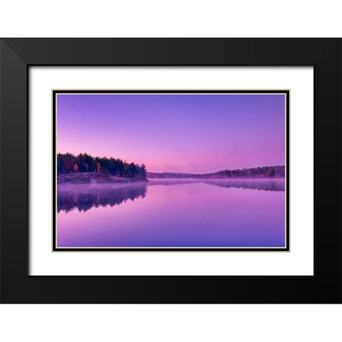 Canada-Ontario-Sudbury Dawn light on Lake Laurentian Black Modern Wood Framed Art Print with Double Matting by Jaynes Gallery