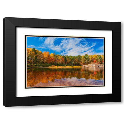 Canada-Ontario-Chutes Provincial Park Reflection on the Aux Sables River in autumn Black Modern Wood Framed Art Print with Double Matting by Jaynes Gallery