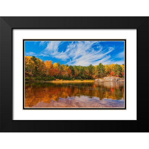Canada-Ontario-Chutes Provincial Park Reflection on the Aux Sables River in autumn Black Modern Wood Framed Art Print with Double Matting by Jaynes Gallery