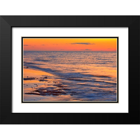 Canada-Prince Edward Island-Cable Head Shoreline along Gulf of St Lawrence at sunset Black Modern Wood Framed Art Print with Double Matting by Jaynes Gallery