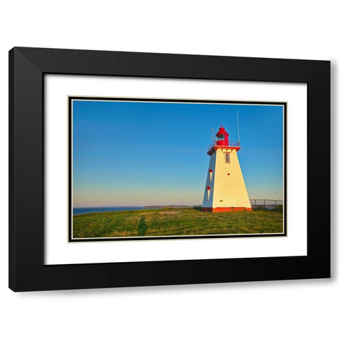 Canada-Prince Edward Island Souris East Lighthouse on Knight Point at sunrise Black Modern Wood Framed Art Print with Double Matting by Jaynes Gallery