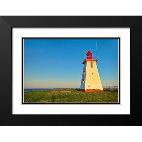Canada-Prince Edward Island Souris East Lighthouse on Knight Point at sunrise Black Modern Wood Framed Art Print with Double Matting by Jaynes Gallery