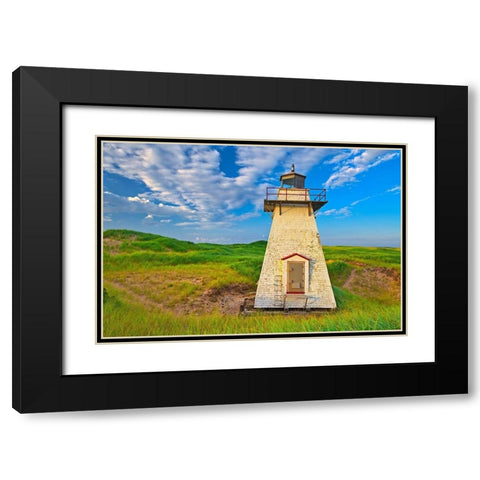 Canada-Prince Edward Island St Peters Harbour Lighthouse Black Modern Wood Framed Art Print with Double Matting by Jaynes Gallery