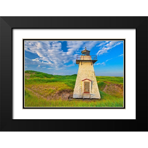 Canada-Prince Edward Island St Peters Harbour Lighthouse Black Modern Wood Framed Art Print with Double Matting by Jaynes Gallery