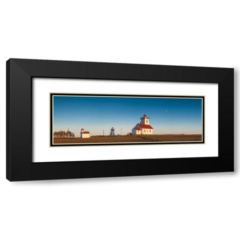 Canada-Prince Edward Island-Wood Islands-Wood Islands Lighthouse-sunset Black Modern Wood Framed Art Print with Double Matting by Bibikow, Walter
