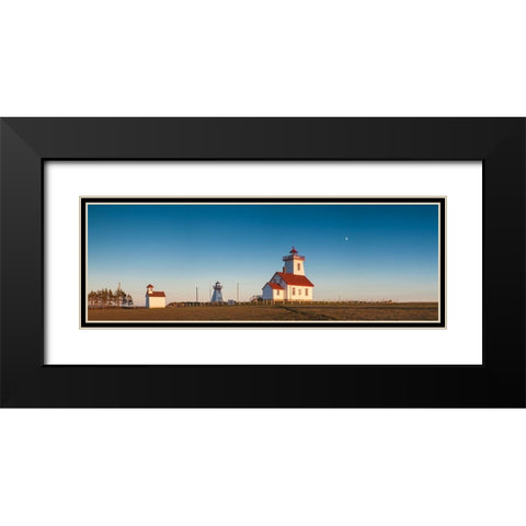 Canada-Prince Edward Island-Wood Islands-Wood Islands Lighthouse-sunset Black Modern Wood Framed Art Print with Double Matting by Bibikow, Walter