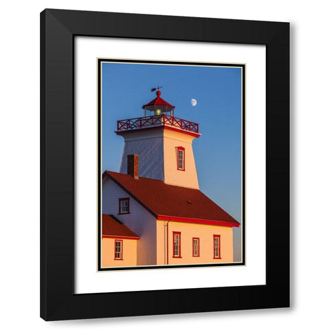 Canada-Prince Edward Island-Wood Islands-Wood Islands Lighthouse-sunset Black Modern Wood Framed Art Print with Double Matting by Bibikow, Walter